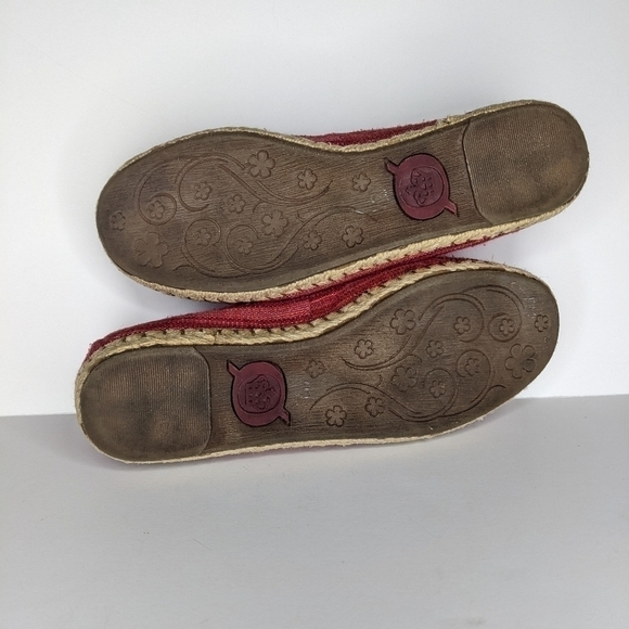BORN ESPADRILLE RED FLATS 8.5 SITTON MOC TOE SLIP ON SHOES LOAFER TEXTILE COMFY - Picture 11 of 11